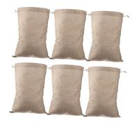 Lurrose 6pcs Reusable Drawstring Burlap Bags Vegetable Storage Sacks for Potatoes Onions Grain Seed Breathable Linen Root Bags Multipurpose Household Use