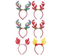 Lurrose 6pcs Sequin Antler Headbands Christmas Reindeer Hairbands Lovely Party Holiday Hairhoops for Kids Adults