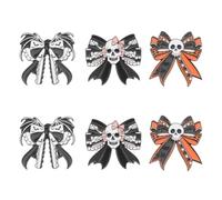 Lurrose 6pcs Skeleton Bowknot Brooch for Halloween, Gothic Bat Skull Lapel Pin, Decorative Drip Oil Brooch, Spooky Accessories for Women and Men Costume Accessories