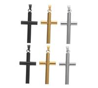 Lurrose 6Pcs Stainless Steel Cross Pendants with Black Gold Finish Lightweight Jesus Crucifix Charms for Necklaces Earrings Spiritual Jewelry Gift for Christian Christmas