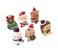Lurrose 6pcs Tiny Snowman Xmas Miniatures Birthday Party Supplies Snowman Figurines Xmas Party Supplies Santa Claus Ornament Winter Figurine Miniature Figure