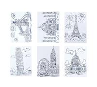 Lurrose 6pcs White Pet Architectural Painting Templates Hollow Out Drawing Stencils Portable for Drawing and DIY Craft Projects, Suitable as Scratch Painting Templates