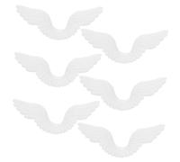 Lurrose 6pcs White Plastic Angel Wings DIY Craft Supply Lightweight Decorations for Christmas Tree Wreath Party Accessories