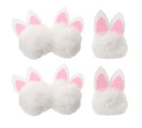Lurrose 6pcs White Plush Bunny Ear Clips for Hair Mini Easter Rabbit Ornaments for DIY Craft, Garland Party Accessories, Pom Pom Decorations for Indoor Use