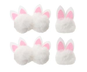 Lurrose 6pcs White Plush Bunny Ear Clips for Hair Mini Easter Rabbit Ornaments for DIY Craft, Garland Party Accessories, Pom Pom Decorations for Indoor Use