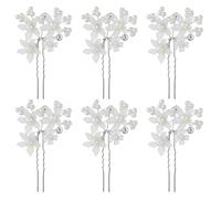 Lurrose 6pcs White U Shaped Hair Sticks Pearl Flowers Lightweight Acrylic Hair Pins for Women Easy to Use Suitable for Celebrations and Special Occasions