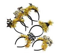 Lurrose 6pcs Year Hairbands Black Gold Star Headbands Theme Party Accessories for Women Holiday Eve Headwear Festive Glitter Hairbands for Nye Celebration