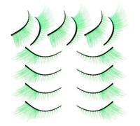 Lurrose 7 Pairs Green False Eyelashes Dramatic Costume Lashes for St Patrick’s Day Party Cosplay Theatrical Makeup Eye Lashes for Festival and Performance Use