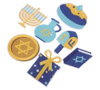 Lurrose 7pcs Hanukkah Embroidered Appliques Set with Star of David Design, Sew-on Patches for Clothing, Jackets, Backpacks, Hats - Jewish Holiday Decorations and Repair Embroidery