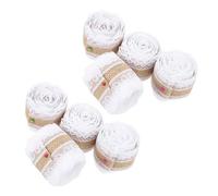 Lurrose 8Pcs Burlap Christmas Ribbon Set with Wired Edge Lace, 4 Rustic Jute Ribbon Rolls 2M Each for DIY Wreaths, Xmas Party Decorations, Wrapping and Craft Supplies