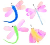 Lurrose 8Pcs Cat Teasing Stick Replacement Heads Bright Colorful Cat Worm and Butterfly Refills Interactive Wand Accessories for Indoor to Play and Behavior