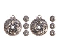Lurrose 8pcs Chinese Style Brass Keychain Charms Antique Hollow Five Blessings round Pendant Key Hanging Ornaments Fortune Bat Design Brass Key Rings Decorative Use