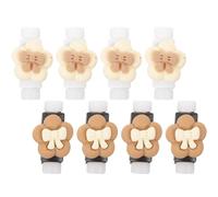 Lurrose 8pcs Cute Cartoon Data Cable Protectors USB Cord Sleeve Set with Anti-break Cover, Home and Office Cable Protectors for Charging and Earphone Wires, Includes Beige and Brown Floral