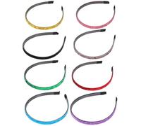 Lurrose 8pcs Glitter Hairband with Non-slip Teeth, Made of Plastic and Glitter Fabric, Easy to Grip Hair, for Parties and Ceremonies