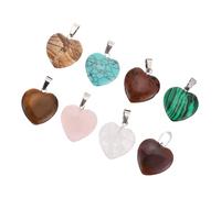 Lurrose 8pcs Heart Pendant Necklace Natural Stone Bead Pendants Agate Crystal Charm Jewelry Making Supplies for Diy