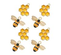 Lurrose 8pcs Honeycomb Bee Charms Zinc Alloy Metal Pendants Lightweight for DIY Jewelry Making Bracelets Necklaces Keychains Crafting Accessories