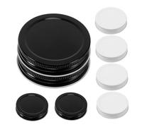 Lurrose 8pcs Iron Canning Jar Lids Replacement Covers for Wide Mouth Mason Jars Metal Sealing Caps in White and Black Easy to Install for Food Storage and Freshness Preservation