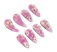 Lurrose 8pcs Macromolecule Guzheng Finger Picks in Pink for Warm and Textured Timbre, Protect Your Fingers during Practice, for Guzheng Players and Beginners Random Color