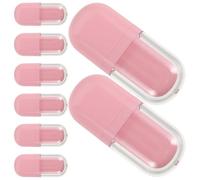 Lurrose 8pcs Ml Oval Plastic Lip Gloss Tube Mini Refillable Container in Pink, Portable and Stylish for Travel and Home Use