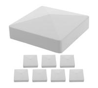 Lurrose 8pcs PVC Fence Post Caps with Pyramid Top, Weatherproof and Protective Sealing, 4 Inch Size, Modern Design for Mailbox and Fence Posts, Sturdy Decking and Outdoor Use