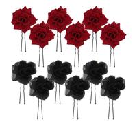 Lurrose 8pcs Red Rose Shaped Hair Claw Clips for Women, Handcrafted Pu Material with Lightweight Comfort, Elegant Realistic Floral Design for Formal Events and Performances