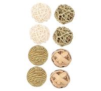 Lurrose 8Pcs Small Pet Chew Natural Rattan Balls for Hamsters Guinea Pigs Bunnies Molar Teeth Cleaning and Cage Decor Safe Interactive Play for Small Animals