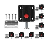 Lurrose 8pcs Spring Loaded Press Button Latch with Screws and Clips, Self-Closing Cabinet Door Bolt Lock, Black Metal Hardware for Furniture and Cabinet Doors, Automatic Push Button Catch