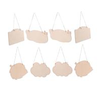 Lurrose 8pcs Unfinished Hanging Wood Signs with Built Rope Natural Solid Wood Plaques for DIY Crafts Painting Pyrography Writing Decorative Blank Plaques for Wall Door Home Art Projects