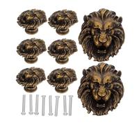 Lurrose 8pcs Vintage Zinc Alloy Lion Head Drawer Pulls Decorative Cabinet Handles for Furniture Dresser Wardrobe Kitchen Classical Style Door Knobs