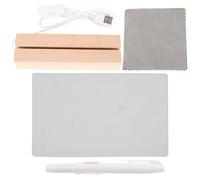 Lurrose Acrylic Dry Erase Board with LED Light, Large 30x20cm Luminous Memo Board with Wooden Base and White Marker for Desktop Writing and Office Use