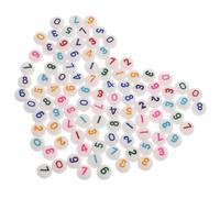 Lurrose Acrylic Number Beads Portable Flat Round Beads for Bracelet Making 100pcs in Assorted Colours, for Handmade Jewellery, Keychains and Craft Projects