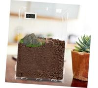 Lurrose Acrylic Reptile Feeding Box with Temperature Transparent Small Vertical Enclosure for Spiders Lizards Turtles Frogs and Corn Snakes Sturdy Weather-resistant Terrarium Container
