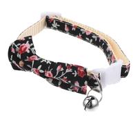 Lurrose Adjustable Bow Tie Cat Collar with Bell, 3pcs Floral Pattern Breakaway Kitten Collar, Black Pet Accessory for Small to Medium Cats and Dogs
