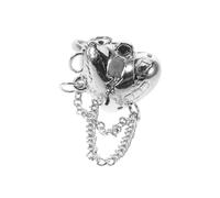 Lurrose Adjustable Broken Heart Chain Ring for Women Silver Copper Chic Statement Jewelry Safe for Wearing Friendly to Skin for Gatherings and Other Occasions