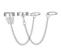 Lurrose Adjustable Chain Finger Rings Not Easy to Deform 2pcs for Men and Women, Punk Gothic Style Alloy Rings with Comfortable Fit for Graduation and Holidays