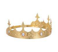 Lurrose Adjustable Golden Crown Hairband for Women with Rhinestone Crystal Design, Iron Material, Elegant Vintage Style, Wedding and Prom Hair Accessory