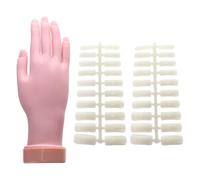 Lurrose Adjustable Silicone Manicure Practice Hand Model Right Hand with 100 Nail Tips Bendable Fake Mold for Nail Art Training and Beginner Manicure Practice