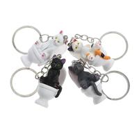 Lurrose Aesthetic Cat Pendant Keychain 4 Pcs Set Featuring Sitting and Lying Postures in Multiple Colours for Bag, Backpack and Party Decoration