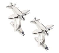 Lurrose Airplane Modeling Cufflinks for Men Silver Tone French Shirt Studs Polished Suit Buttons for Formal Wedding Business