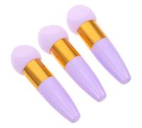 Lurrose Angled Makeup Sponges with Handle for-the-go Touch-ups for Foundation and Powder Blending 3pcs Lightweight Portable Purple Sponge Puff Set for-the-go Touch-ups and Carrying in