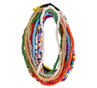 Lurrose Anklets Glass Beads 17pcs Beaded Boho Handmade for Women Anklet Bracelet with Elastic Rope Versatile Use Summer Beach Jewelry and Women