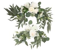 Lurrose Artificial Rose Flower Wedding Arch Swag White Romantic Artificial Flower Decor for Wedding Party Sign Fake Rose Ornament and Home Decoration