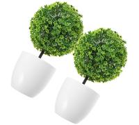 Lurrose Artificial Topiary Plants Green and White Made of 2pcs Decorative Simulated Flower Eye Fatigue and Suitable for Long-term Use for Windowsill and Private Homes
