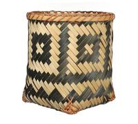 Lurrose Bamboo Woven Trash Can 20cm X 20cm, Woven Sundries Organizer Basket for Home, Eco-friendly Decorative Storage Bin for Living Room and Bedroom Supplies