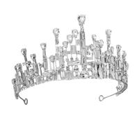 Lurrose Baroque Crown Rhinestone Hairband Bridal Headband Wedding Hair Accessory Silver Iceberg Design for Stage Show Party and Birthday Celebration