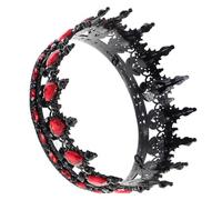 Lurrose Baroque Crown Tiara Black Red Gothic Wedding Bridal Crown Crystals Tiara Wedding Hair Accessories Vintage Bridal Headband