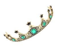 Lurrose Baroque Rhinestone Bridal Crown Headband Green Gem Wedding Hair Accessory for Bride Birthday Party Bachelorette Celebration
