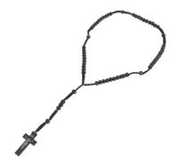 Lurrose Beaded Cross Necklace with Wooden Beads and Rope Material, Fashion Design and Stable Structure, Chic and Simple Style for Daily Shopping and Parties