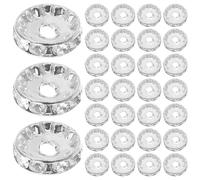 Lurrose Beads and Easy DIY Process Spacer 12mm Rhinestone 100pcs Silver with Protective Spacer Function Luxury Rondelle Loose Beads for Jewelry Making Suitable for Bracelet and Necklace