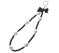 Lurrose Black Bowknot Phone Strap Beaded Wrist Rope Decorative Plastic Mobile Phone Beaded Chain Stylish Delicate Accessory for Ladies and USB Flash Drive